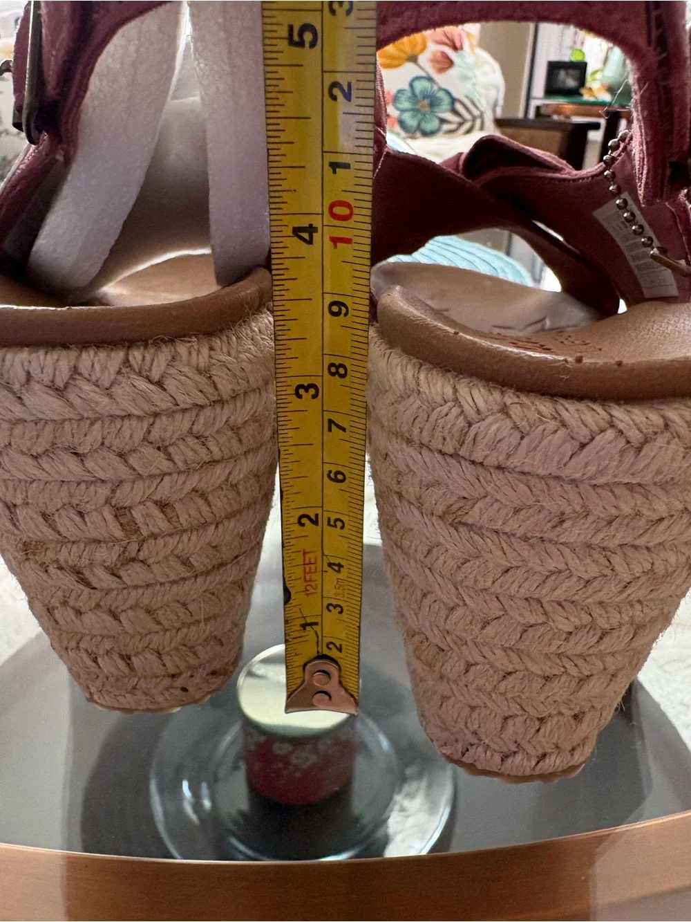 Skechers Brit-TRIPPIN~BOW Rose Leather Espadrille Wedge Sandals Size 8 NIB